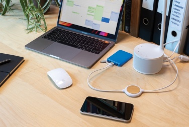 Logotrade promotional item image of: 3-in-1 cable with 5W bamboo wireless charger
