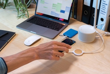 Logo trade promotional giveaway photo of: 3-in-1 cable with 5W bamboo wireless charger