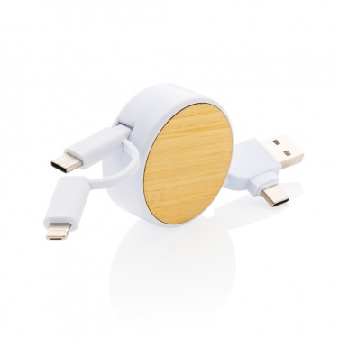 Logo trade promotional giveaways picture of: RCS recycled plastic Ontario 6-in-1 retractable cable