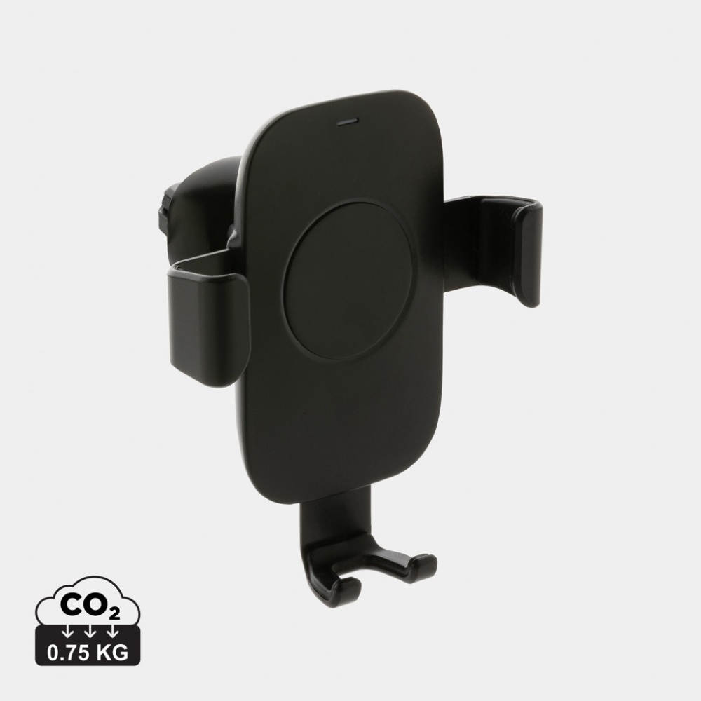 Logotrade promotional item image of: RCS recycled plastic 10W wireless charging car holder