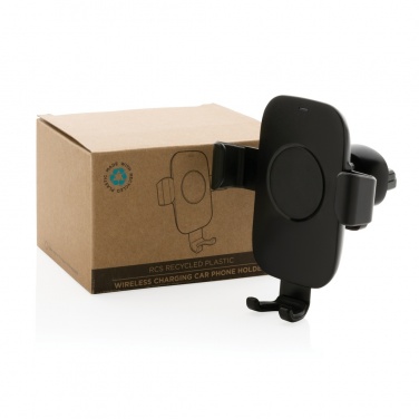 Logotrade corporate gift image of: RCS recycled plastic 10W wireless charging car holder