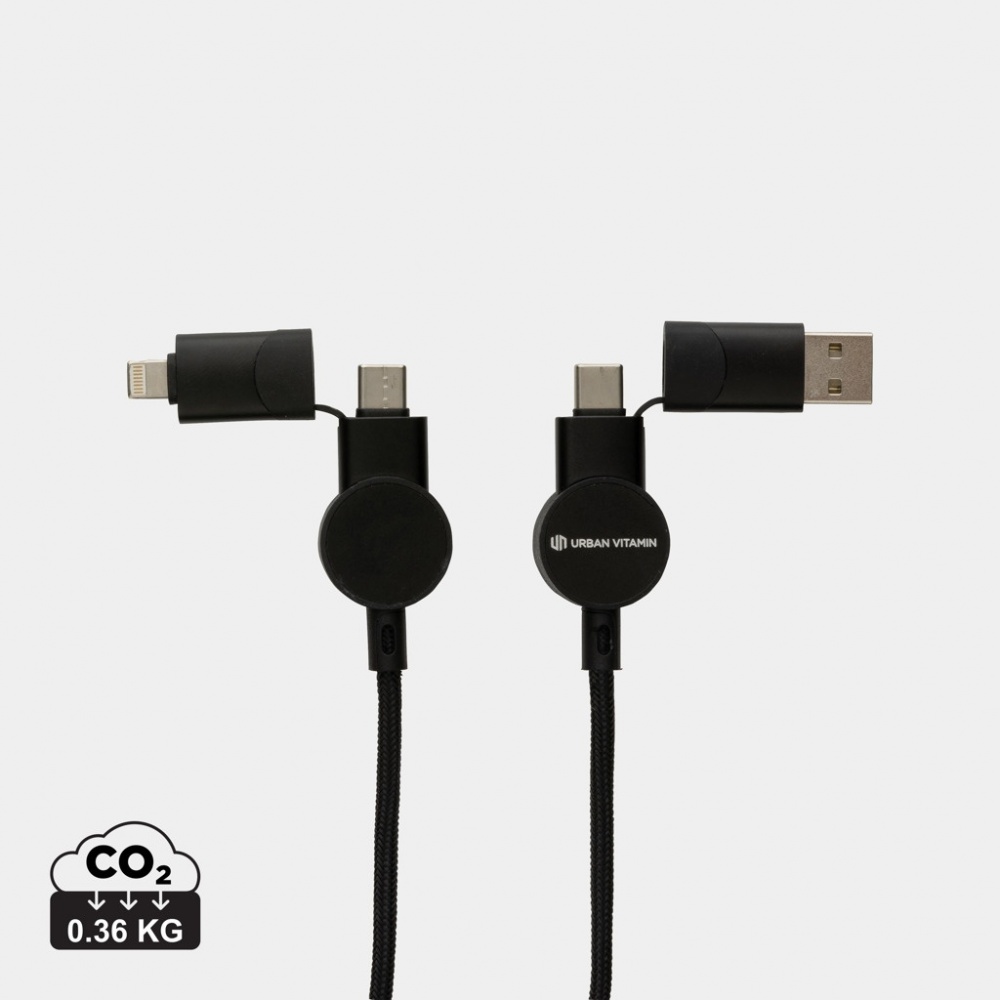 Logo trade promotional items image of: Oakland RCS recycled plastic 6-in-1 fast charging 45W cable