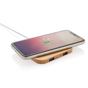 Logotrade promotional giveaway picture of: Bamboo 5W wireless charger with USB