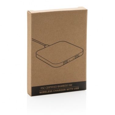 Logotrade promotional merchandise photo of: Bamboo 5W wireless charger with USB
