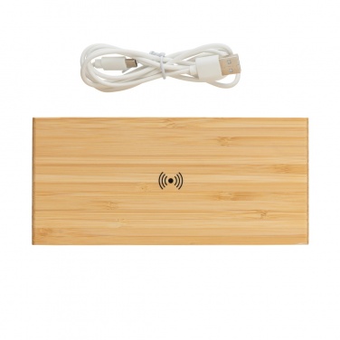 Logotrade business gift image of: Bamboo alarm clock with 5W wireless charger