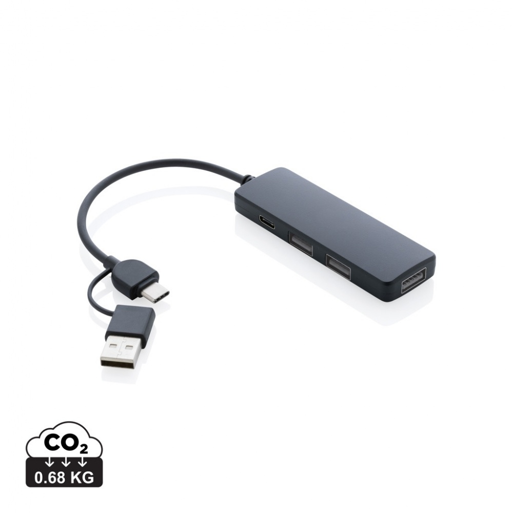 Logo trade corporate gifts image of: RCS recycled plastic USB hub with dual input