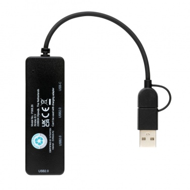 Logo trade advertising products picture of: RCS recycled plastic USB hub with dual input