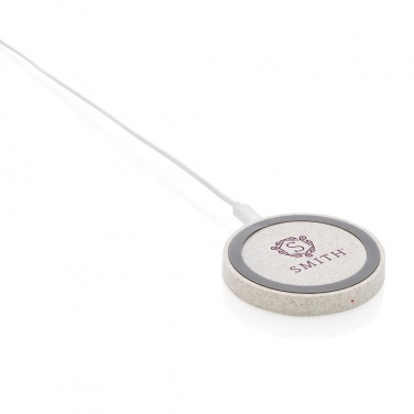 Logo trade business gift photo of: Wheat Straw 5W round wireless charging pad