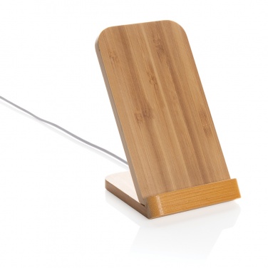 Logotrade promotional item image of: Bamboo 5W wireless charging stand
