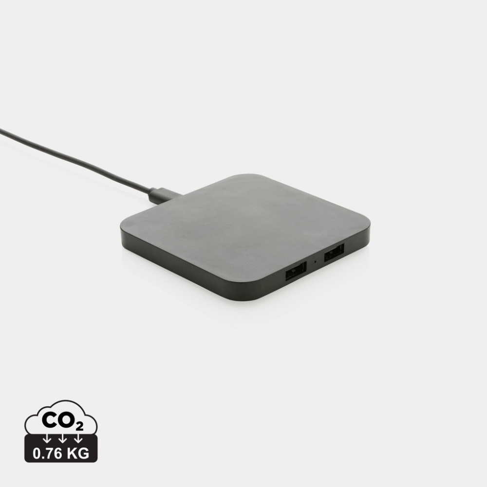 Logotrade promotional giveaway image of: RCS recycled plastic 10W Wireless charger with USB Ports