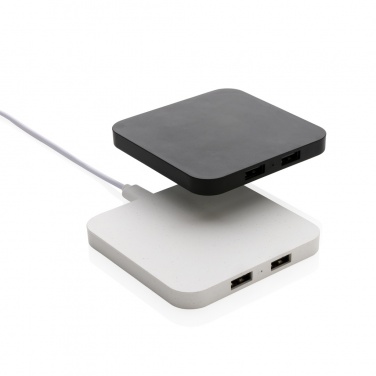 Logo trade promotional item photo of: RCS recycled plastic 10W Wireless charger with USB Ports