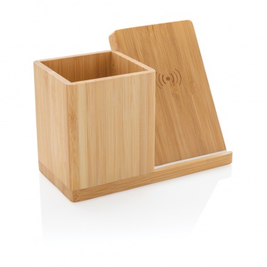 Logo trade corporate gifts picture of: Calgary bamboo 10W wireless charger