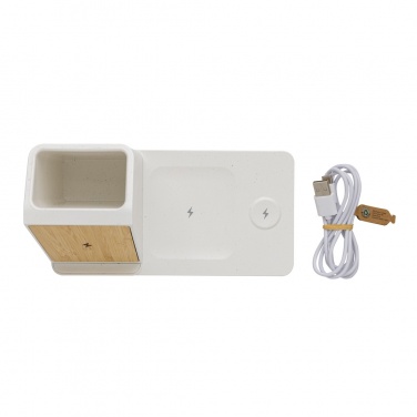 Logotrade promotional products photo of: Ontario recycled plastic & bamboo 3-in-1 wireless charger