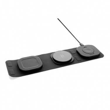 Logo trade business gift photo of: Swiss Peak RCS rplastic 3-in-1 wireless 15W travel charger