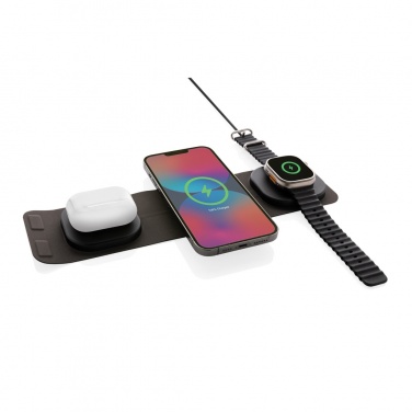 Logo trade corporate gifts image of: Swiss Peak RCS rplastic 3-in-1 wireless 15W travel charger