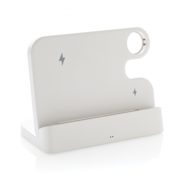 Logo trade promotional merchandise image of: Joltz RCS recycled plastic dual 15W charger with iWatch slot