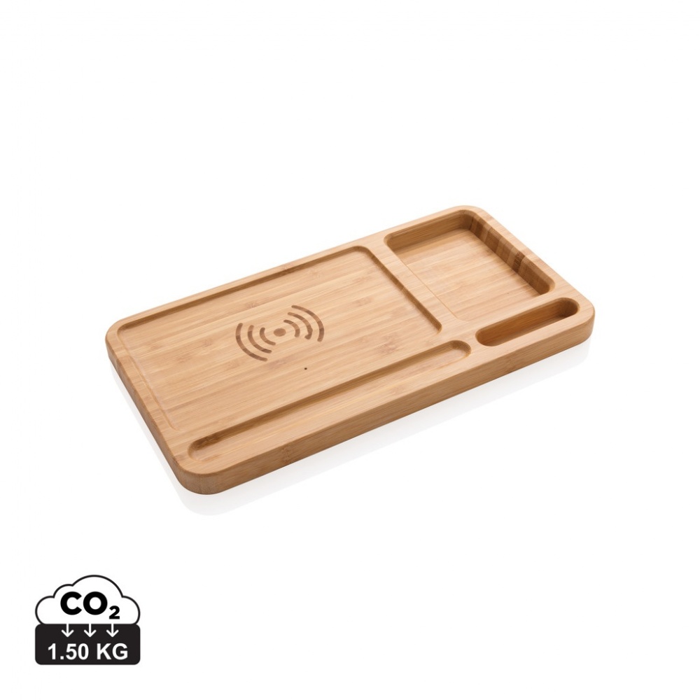 Logotrade business gifts photo of: Bamboo desk organiser 5W wireless charger