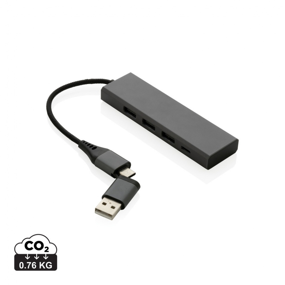 Logo trade corporate gift photo of: Terra RCS recycled aluminium hub with 3 USB ports
