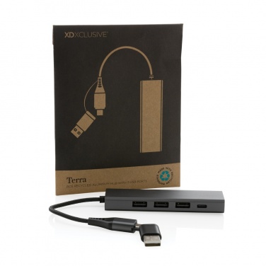 Logotrade corporate gift picture of: Terra RCS recycled aluminium hub with 3 USB ports