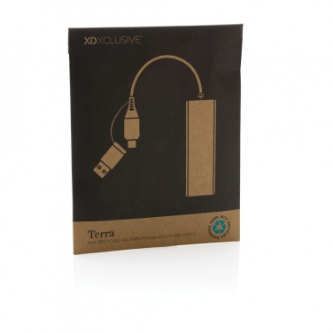 Logo trade promotional product photo of: Terra RCS recycled aluminium hub with 3 USB ports