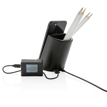 Logo trade corporate gift photo of: Light up logo 5W wireless charging pen holder
