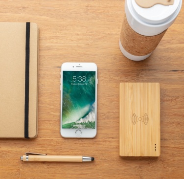 Logotrade promotional gift picture of: Bamboo 4.000 mAh wireless 5W Powerbank