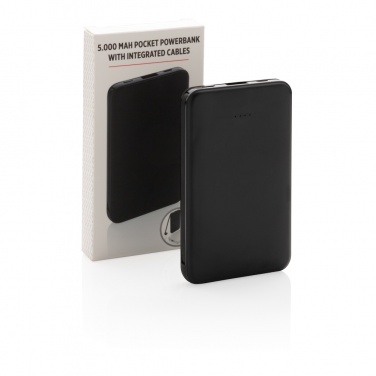 Logo trade advertising product photo of: 5.000 mAh Pocket Powerbank with integrated cables