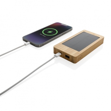 Logo trade corporate gifts picture of: Sunwick 10.000 mAh Bamboo solar powerbank
