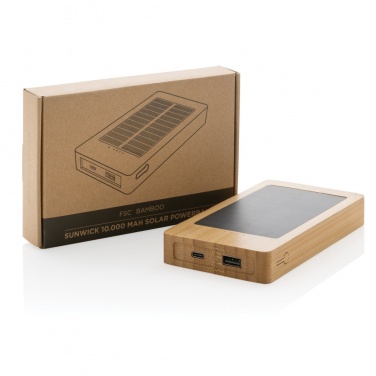Logo trade promotional giveaway photo of: Sunwick 10.000 mAh Bamboo solar powerbank