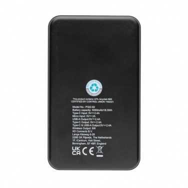 Logo trade promotional merchandise picture of: RCS recycled plastic 5.000 mAh 5W wireless powerbank
