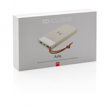 Logo trade promotional gift photo of: Aria 8.000 mAh 5W wireless charging powerbank