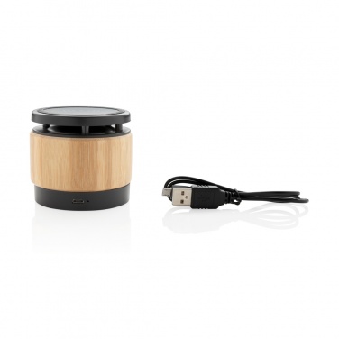 Logo trade advertising products picture of: Bamboo wireless charger speaker
