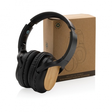 Logotrade promotional item picture of: RCS and bamboo Elite Foldable wireless headphone