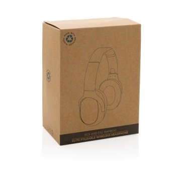Logo trade promotional item photo of: RCS and bamboo Elite Foldable wireless headphone