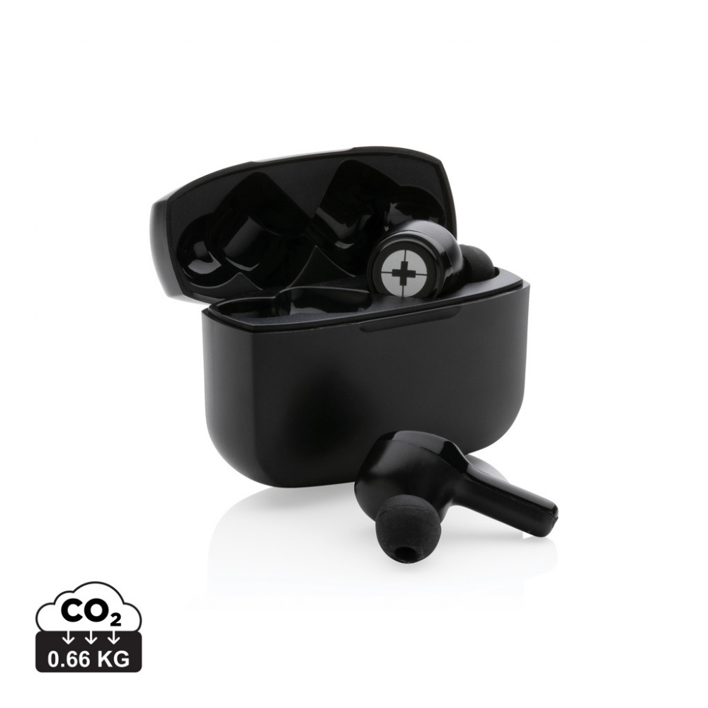 Logo trade promotional merchandise image of: RCS recycled plastic Swiss Peak ANC TWS earbuds