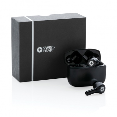 Logo trade promotional merchandise image of: RCS recycled plastic Swiss Peak ANC TWS earbuds