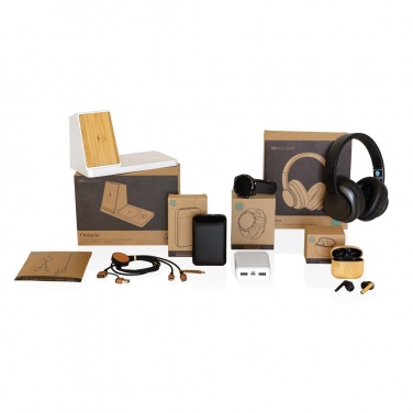 Logotrade promotional product picture of: Bamboo TWS earbuds with RCS recycled plastic