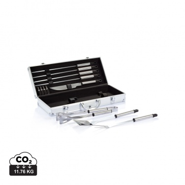 Logo trade promotional products image of: 12 pcs barbecue set in aluminium box