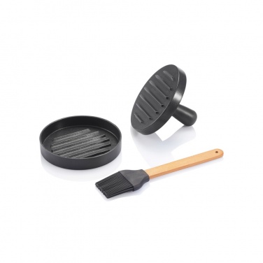 Logo trade promotional giveaways image of: BBQ set with hamburger press and brush