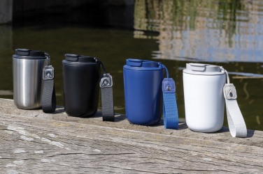 Logo trade advertising products image of: Cuppa RCS re-steel vacuum tumbler with lanyard