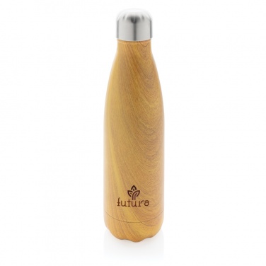 Logo trade promotional giveaways picture of: Vacuum insulated stainless steel bottle with wood print