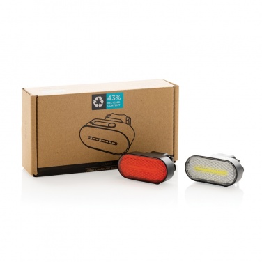Logo trade promotional gifts picture of: Lumino RCS recycled plastic USB re-chargeable bike light set