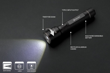 Logotrade promotional gift picture of: Gear X RCS recycled aluminum USB-rechargeable torch large