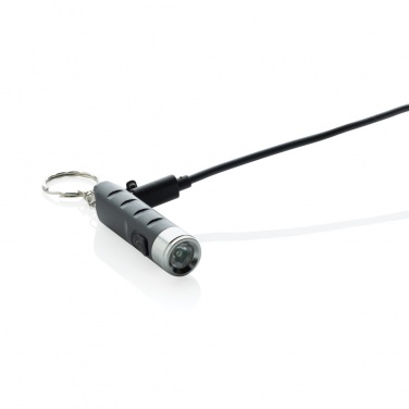 Logotrade corporate gift picture of: Globix RCS recycled plastic USB re-chargeable keychain torch