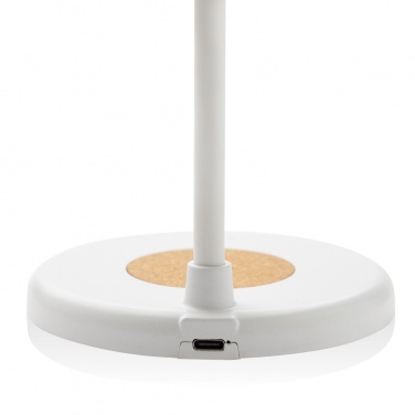 Logotrade promotional merchandise photo of: Zenara RCS recycled plastic and cork 15W wireless desk lamp