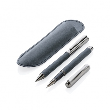 Logo trade promotional giveaways picture of: Recycled leather pen set