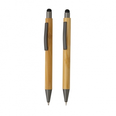 Logo trade promotional giveaways image of: Bamboo modern pen set in box