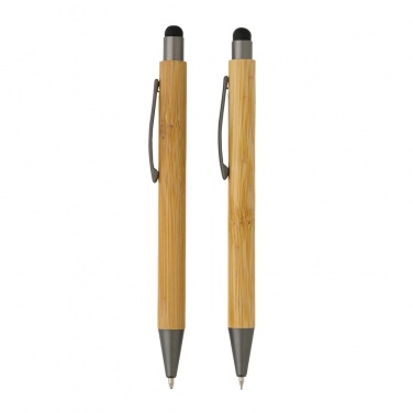 Logo trade business gift photo of: Bamboo modern pen set in box