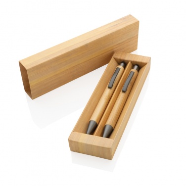 Logotrade promotional gift picture of: Bamboo modern pen set in box