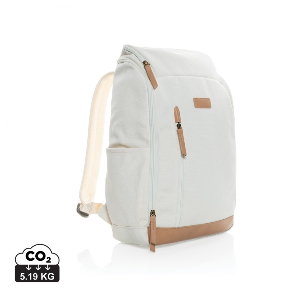 Logotrade advertising product image of: Impact AWARE™ 16 oz. recycled canvas 15" laptop backpack